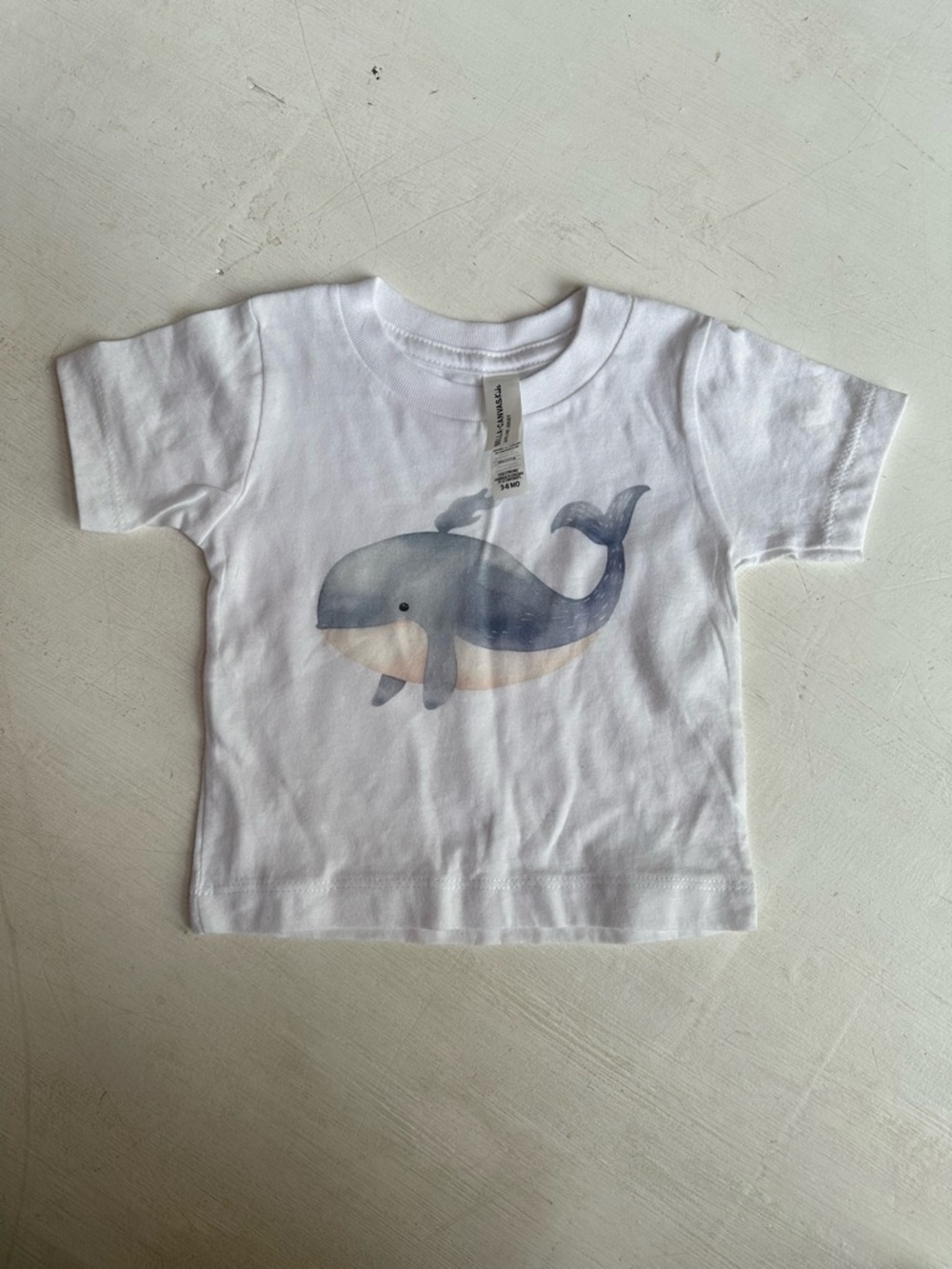 Bella Canvas White Tee with Blue Whale Graphic
